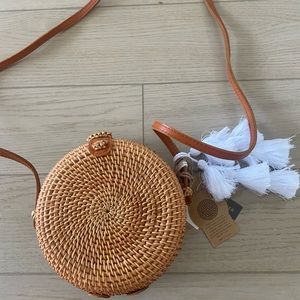 Raffia round handbag